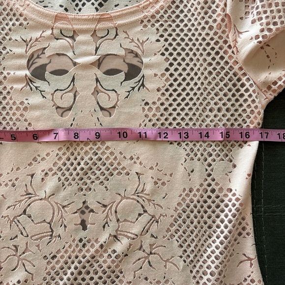 Cache Light Pink Lace Blouse with long sleeves. S - Picture 4 of 7